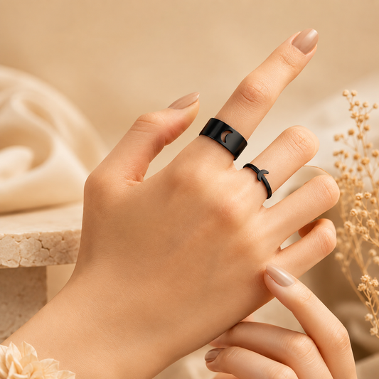 Adjustable Moon Couple Rings