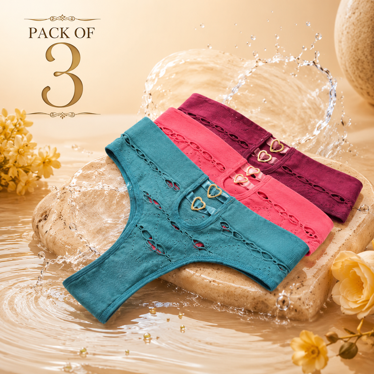 Premium Cutwork Panty- Pack of 3