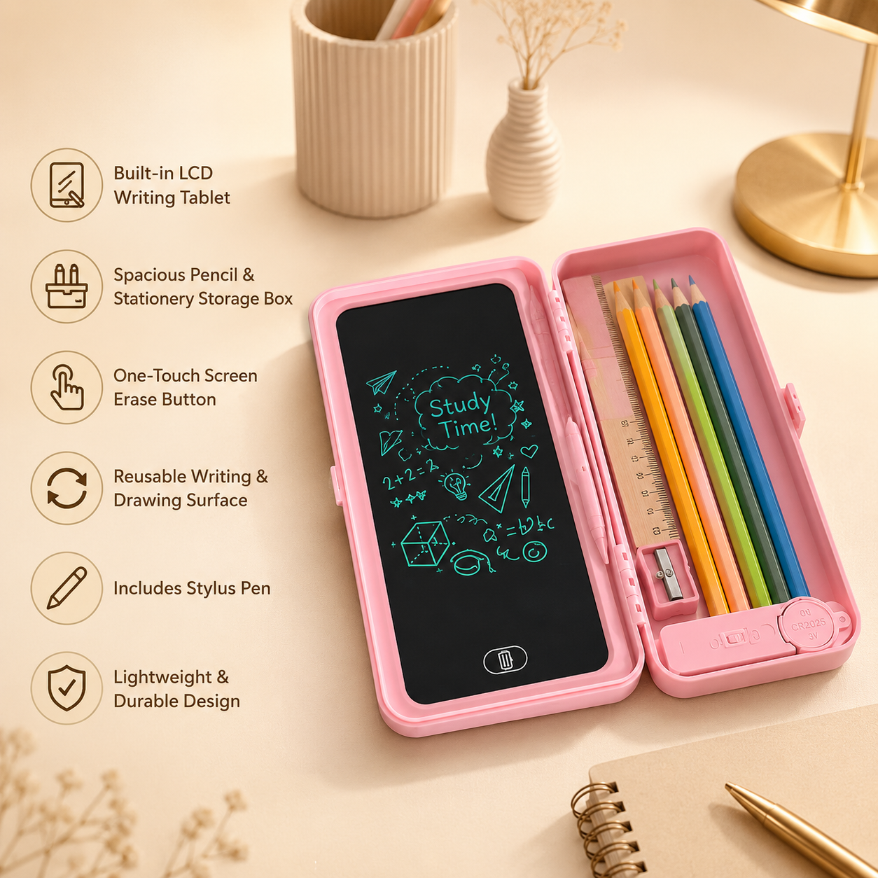 LCD Writing Pencil Box
