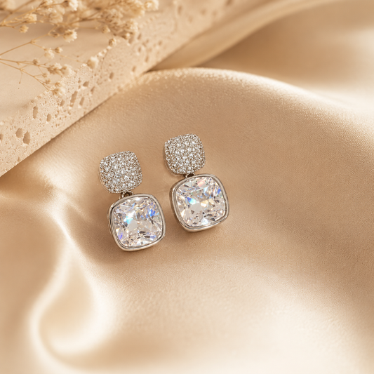 Golden Zircon Stud Earrings