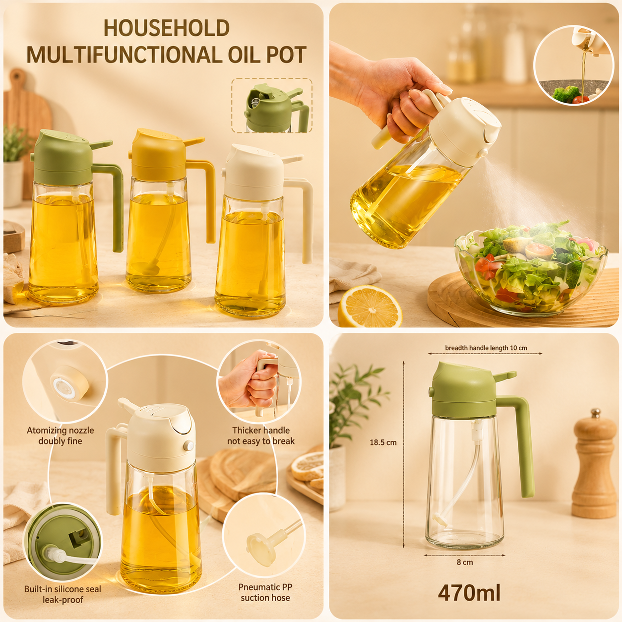 2-in-1 Oil Spray Dispenser Bottle