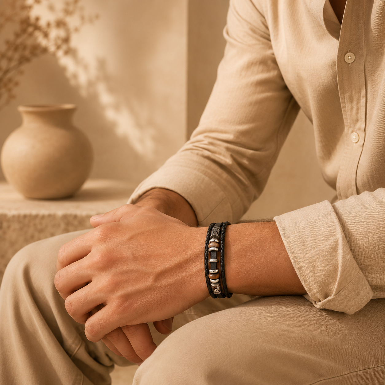 Stylish Men's Leather Bracelet