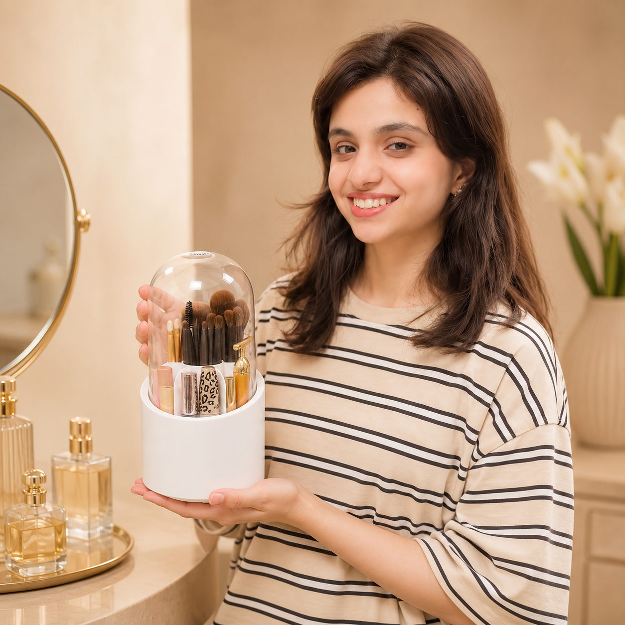 Rotating Makeup Brush Organizer