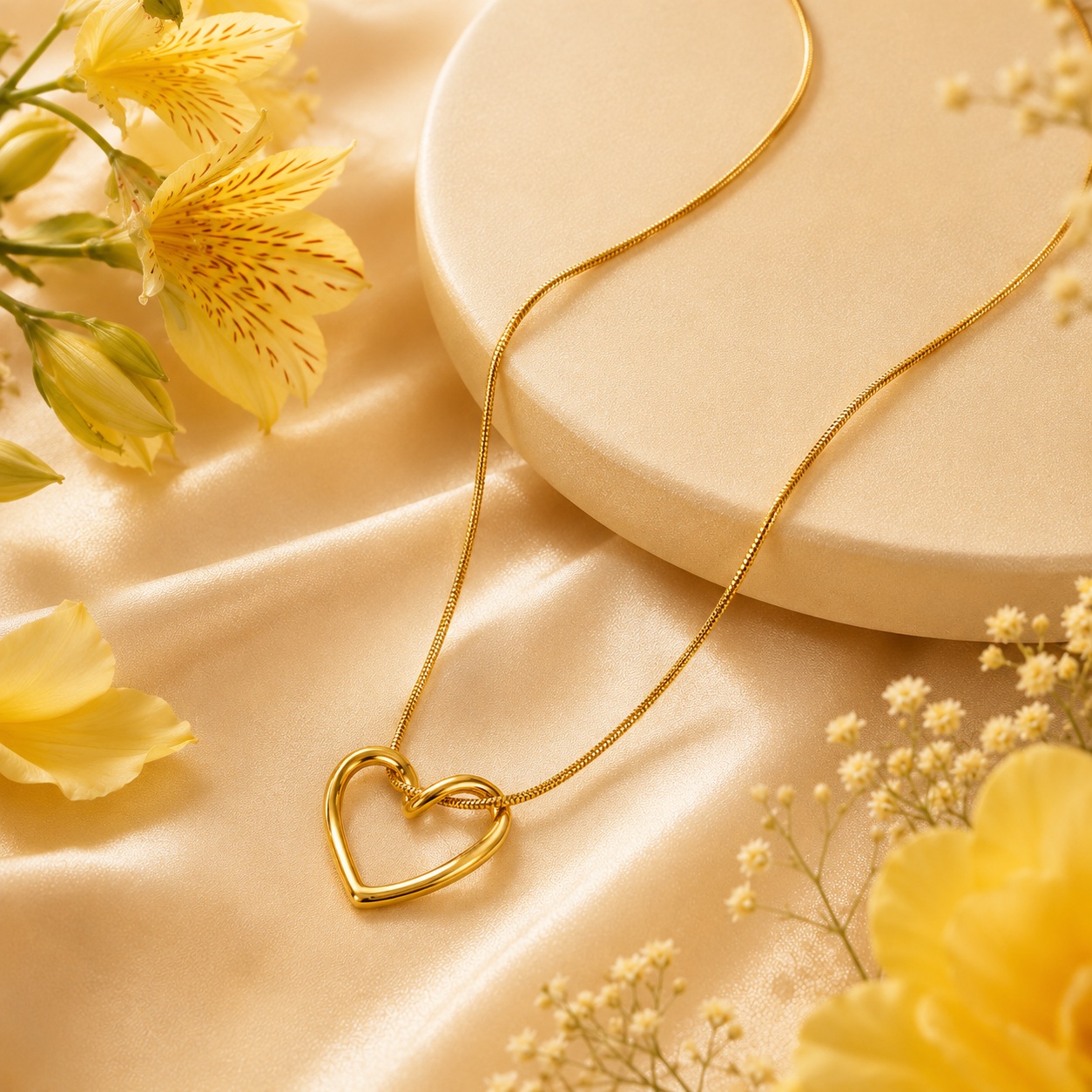 Hollow Heart Pendant –Golden