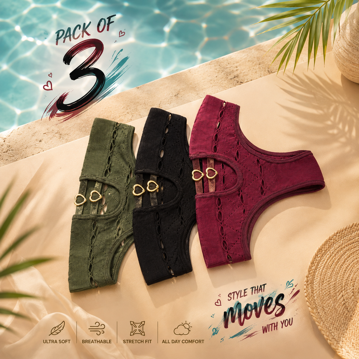 Premium Cutwork Panty- Pack of 3