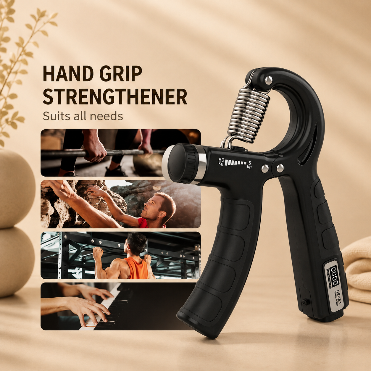 Adjustable Hand Gripper With Counter